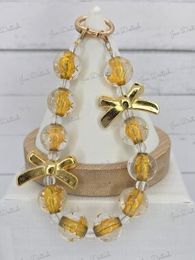 Gold Bow Beaded Phone/Key Lanyard